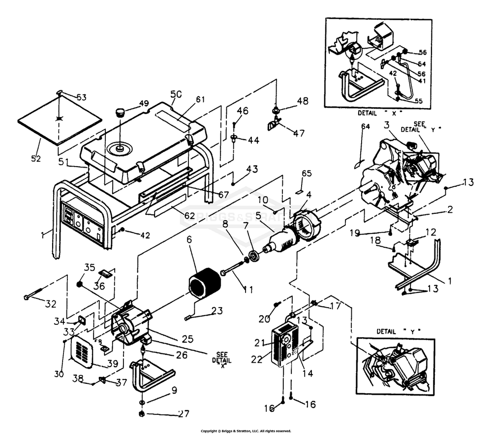 Generator Diagram and Parts List for 9802-0 MC4000 Briggs and Stratton Generator